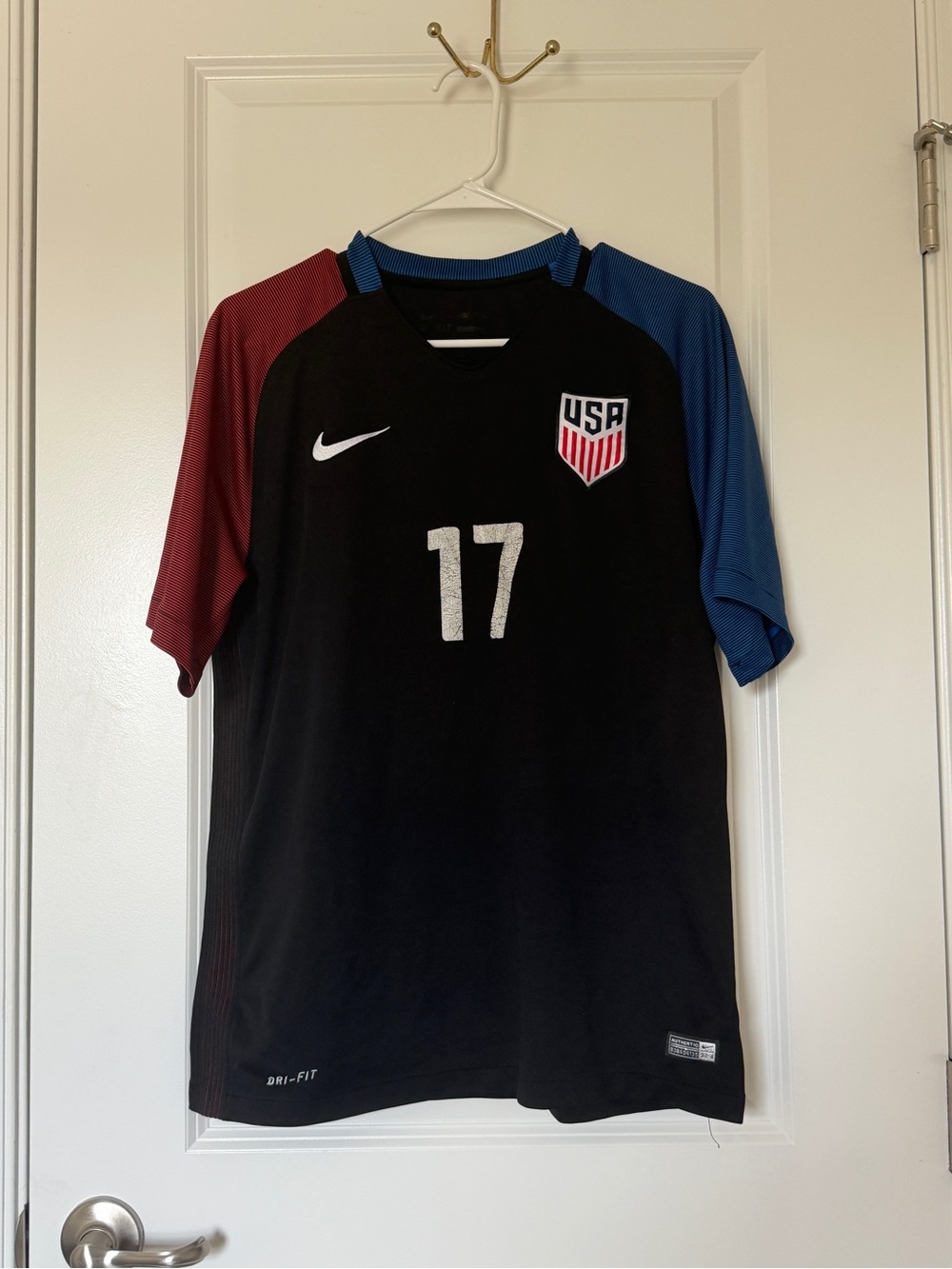 Nike Black USA Soccer Jersey #17 with Red and Blue Sleeves